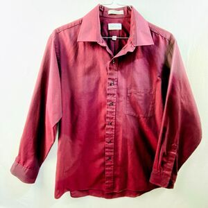 Van Heusen Faille Men’s Dress Shirt Long Sleeve Burgundy 16 1/2 34/35 Large